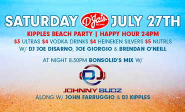 Kipples Beach Party Happy Hour 2-8P $3 Seltzers $4 Vodka Drinks, $3 ULTRA’s $5 NUTRLs at Night Bonsolid’s Mix  w/ DJ Finesse & DJ Johnny Budz