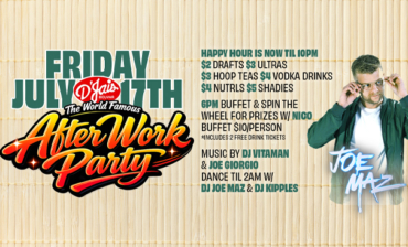 Friday The World Famous After Work Party 6PM Buffet & Spin The Wheel! Extended Happy Hour til 10PM  at Night DJ Joe Maz