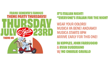 Frank Sementa’s Famous Theme Party Ladies Night. The BIG one! It’s Italian Night!